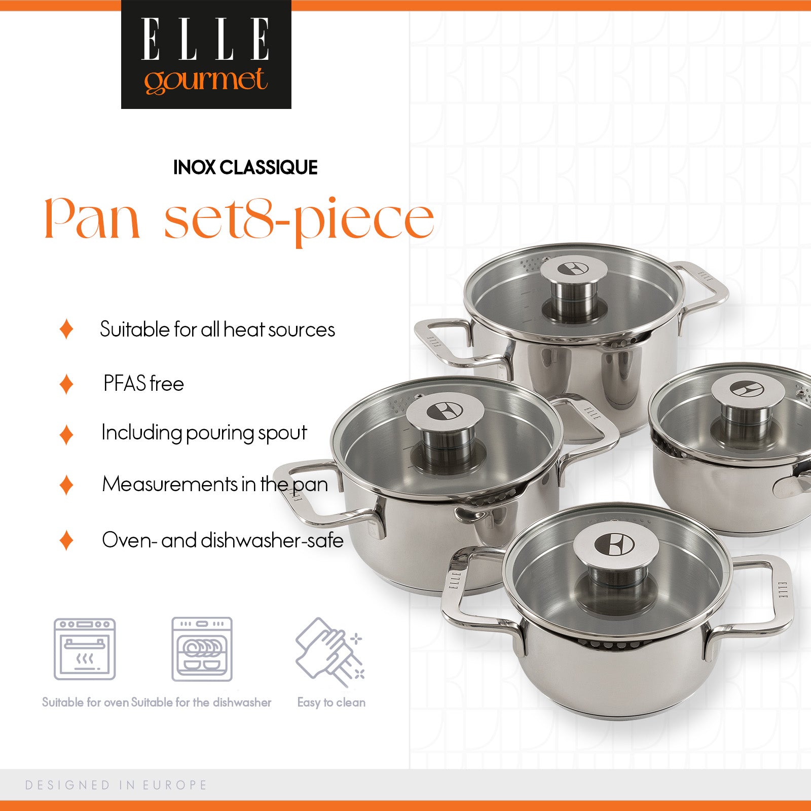 ELLE Gourmet Classique Grytesett 8 deler
