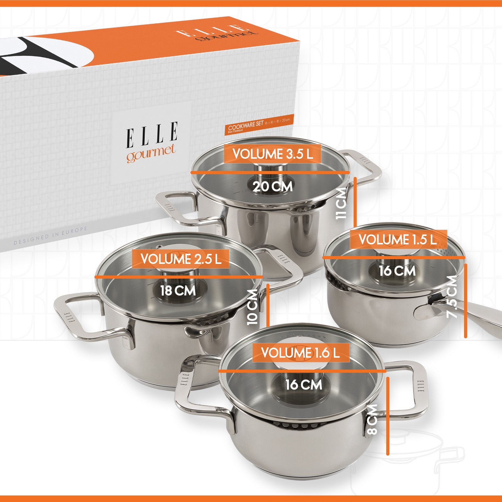 ELLE Gourmet Classique Grytesett 8 deler