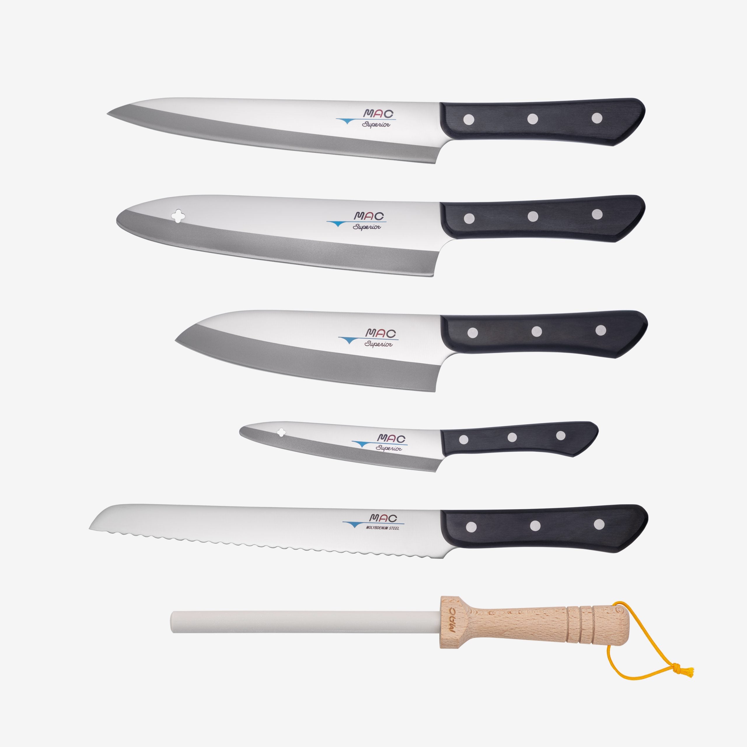 MAC Superior Knivsett 5 Kniver med Slipestav