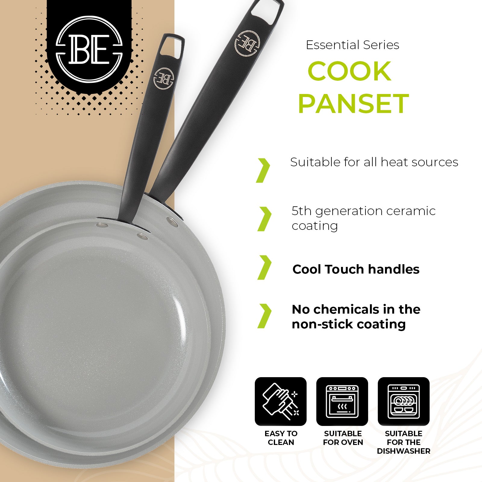 BE | LIVING Essential Stekepannesett 2 deler - Svart