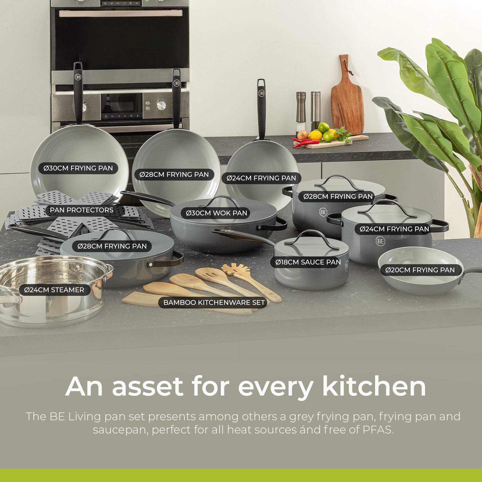 BE | LIVING Essential Stekepannesett 2 deler - Grå
