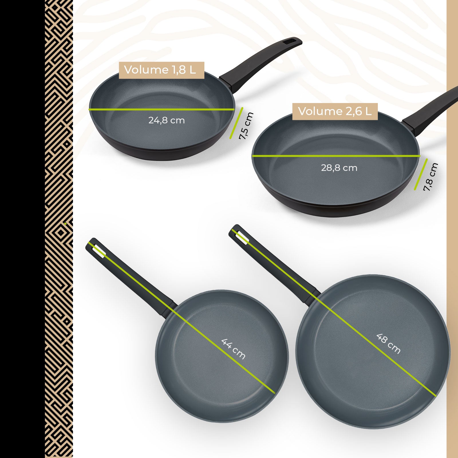 BE Living Delight - Stekepannesett 2 deler -  Svart