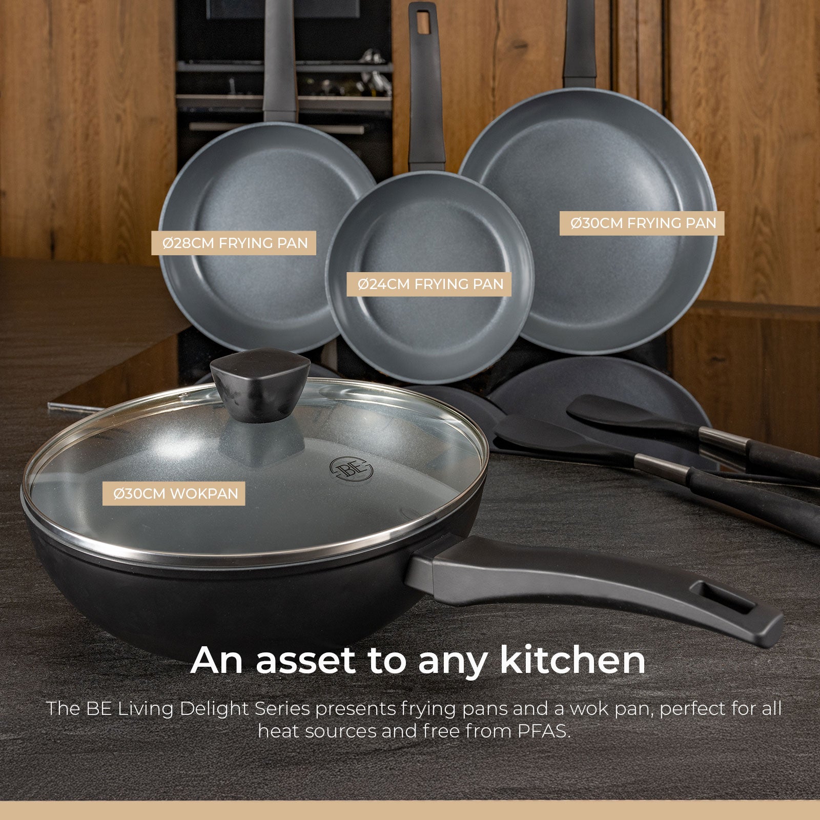 BE Living Delight - Stekepannesett 3 deler - Svart