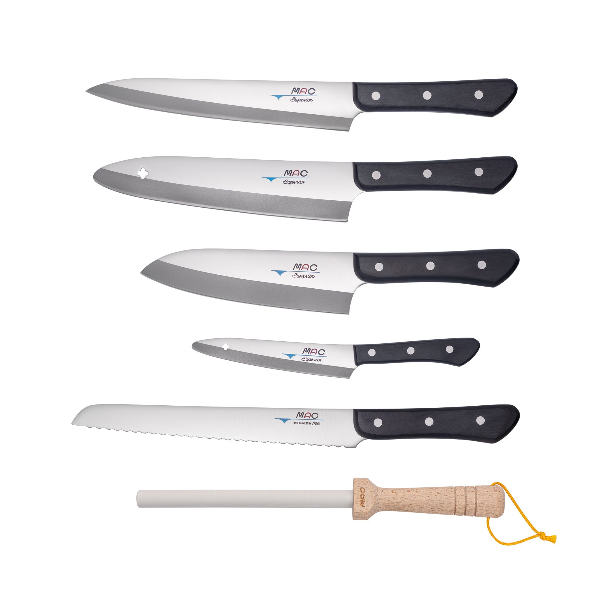 MAC Superior Knivsett 5 Kniver med Slipestav