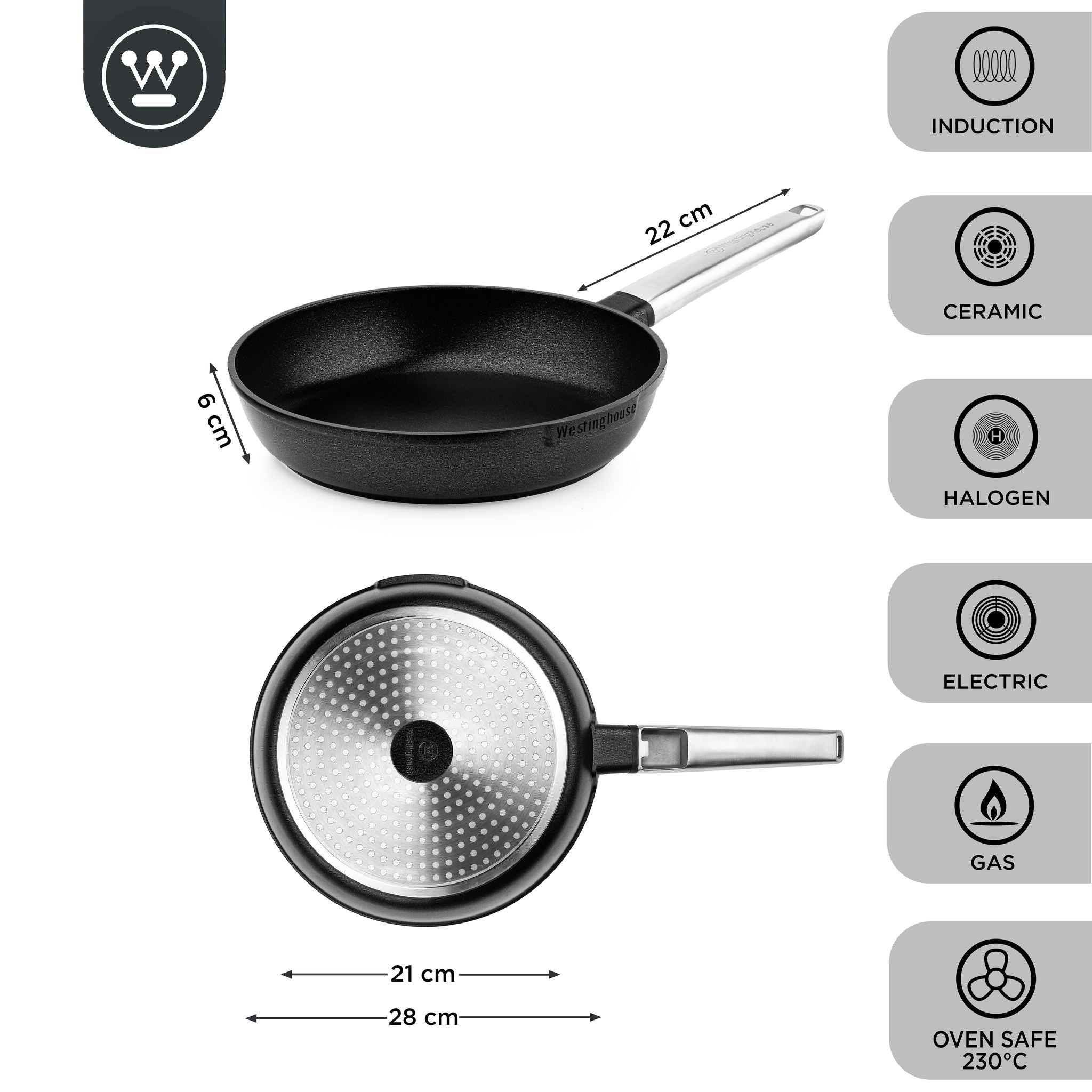 Westinghouse Performance Stekepanne - Ø28cm - Svart