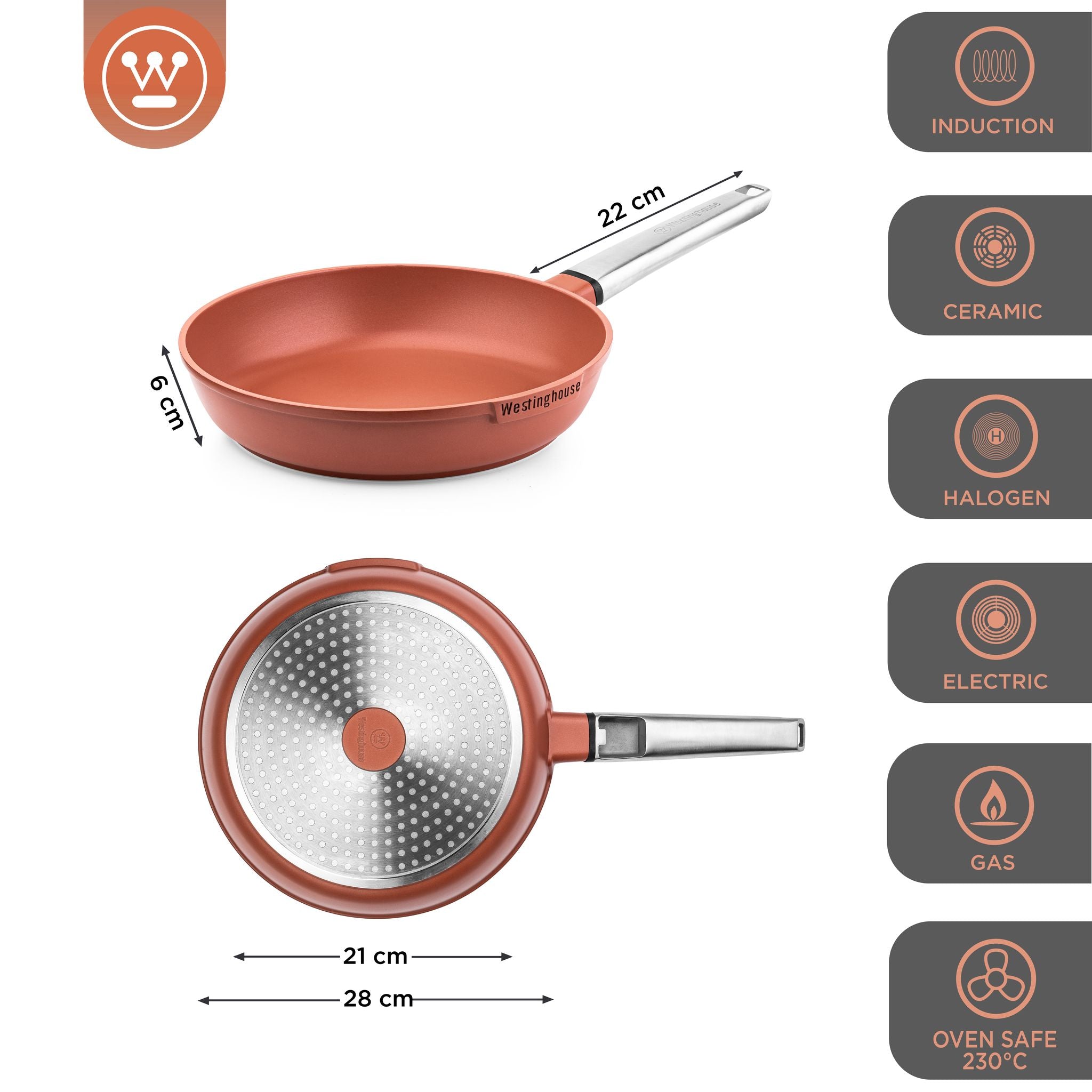 Westinghouse Performance Stekepanne - Ø28cm - Oransje