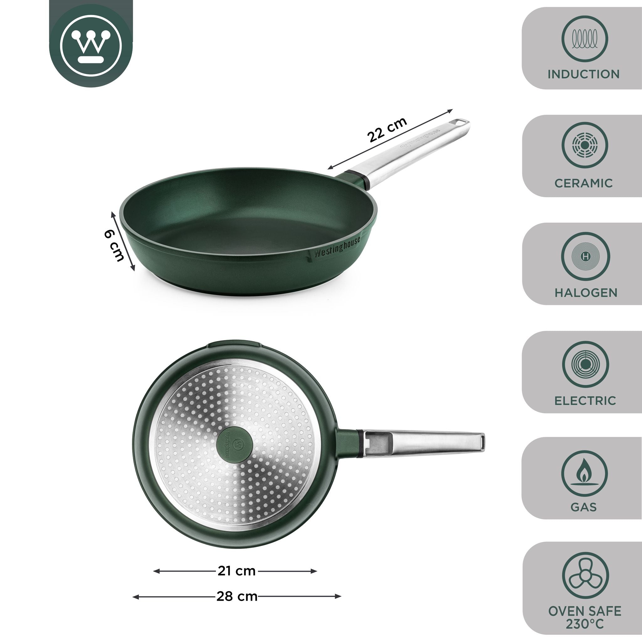 Westinghouse Performance Stekepanne - Ø28cm - Grønn