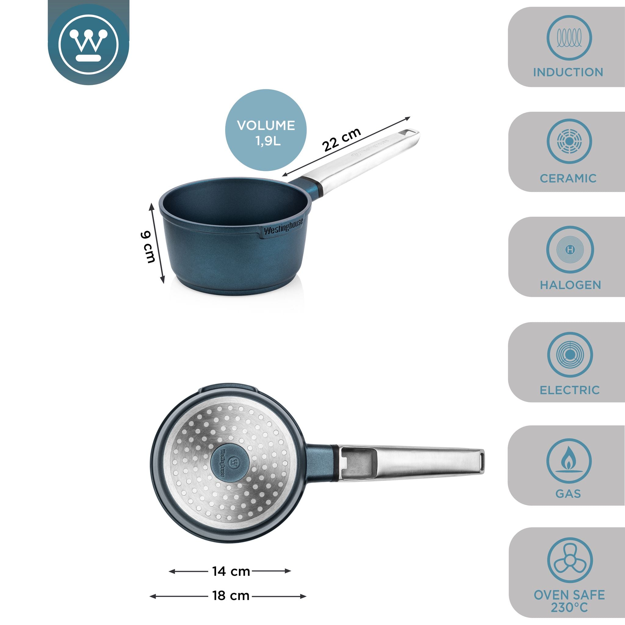 Westinghouse Performance Kasserolle - Ø18cm - Blå