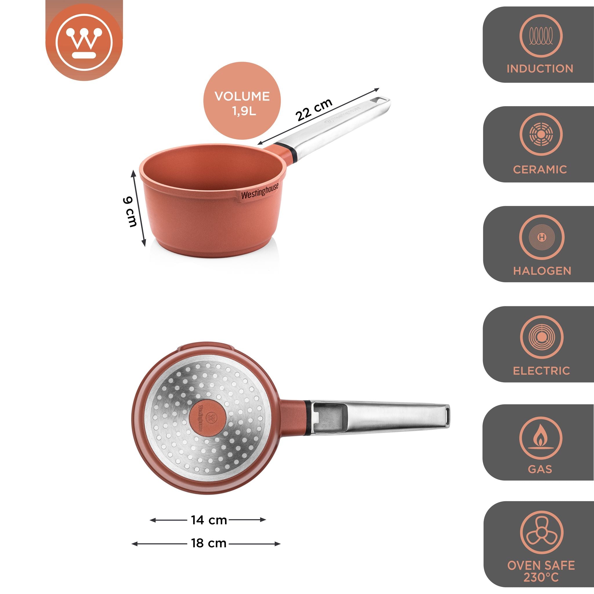 Westinghouse Performance Kasserolle - Ø18cm - Oransje