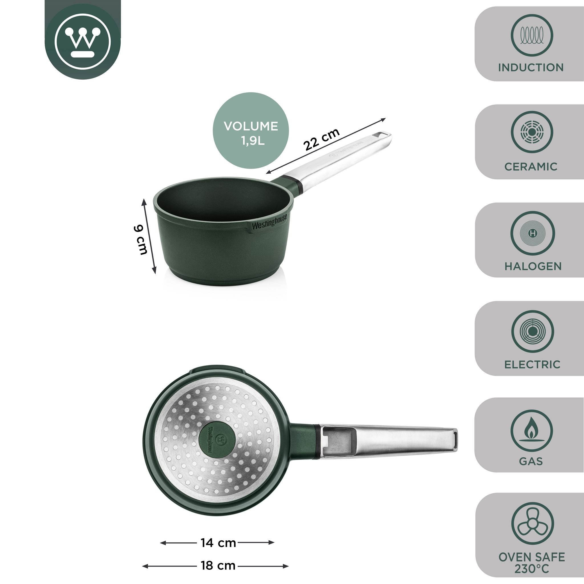 Westinghouse Performance Kasserolle - Ø18cm - Grønn
