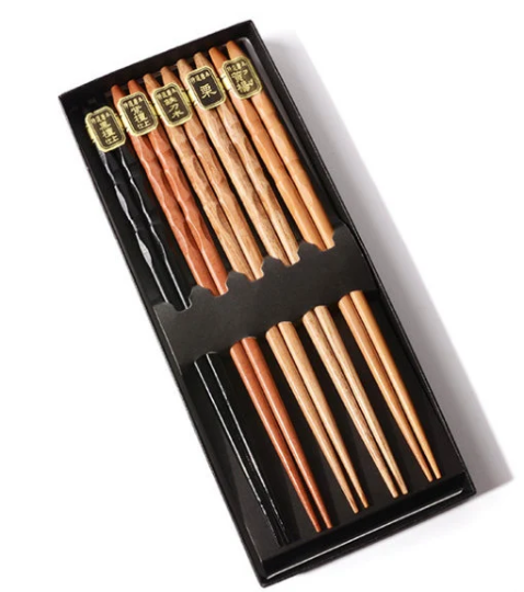 Gohobi – 5 par japanske spisepinner av tre Cone